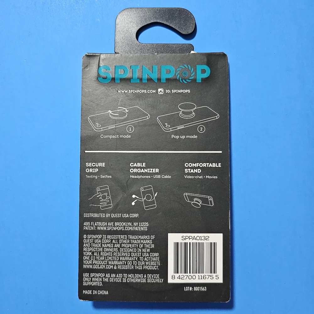 SpinPop: Pop-Up Phone Holder & Stand - GOLD FOIL MARBLE